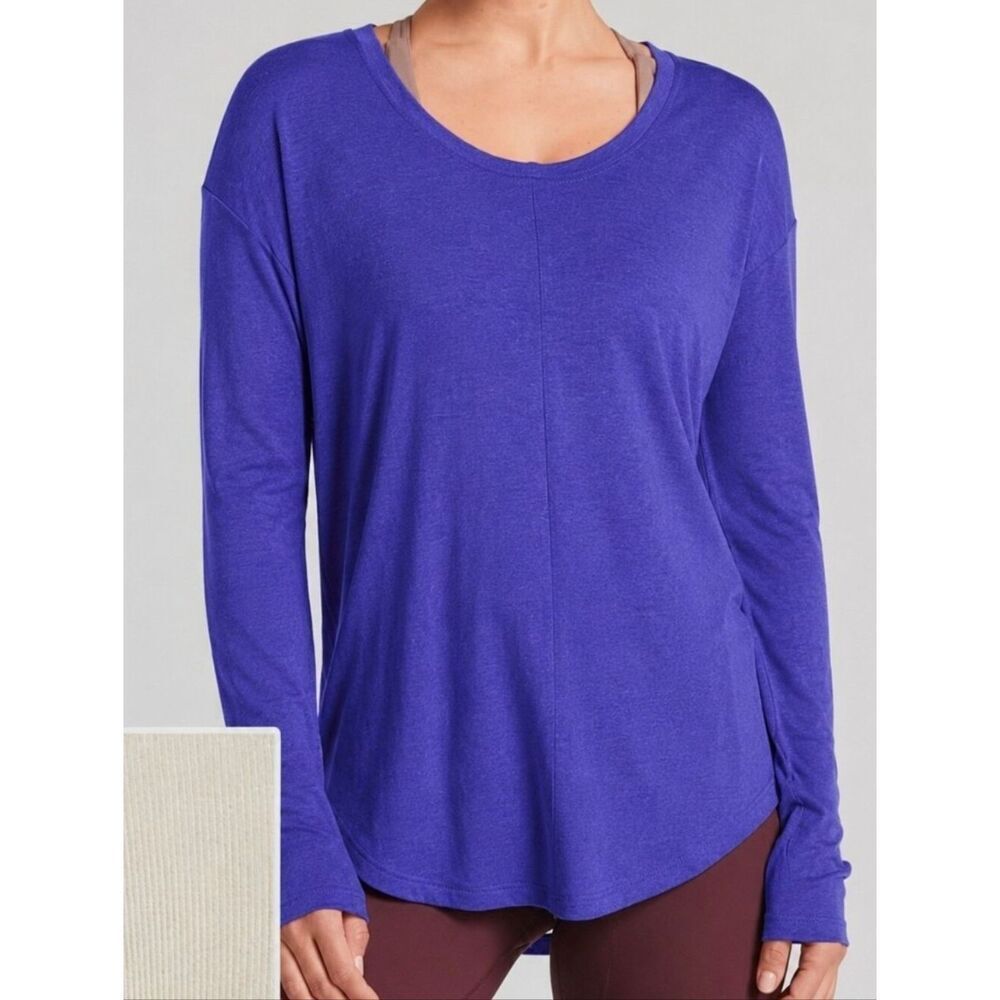 Athleta Purple Ahimsa Scoopneck Long Sleeve Pullover Top
